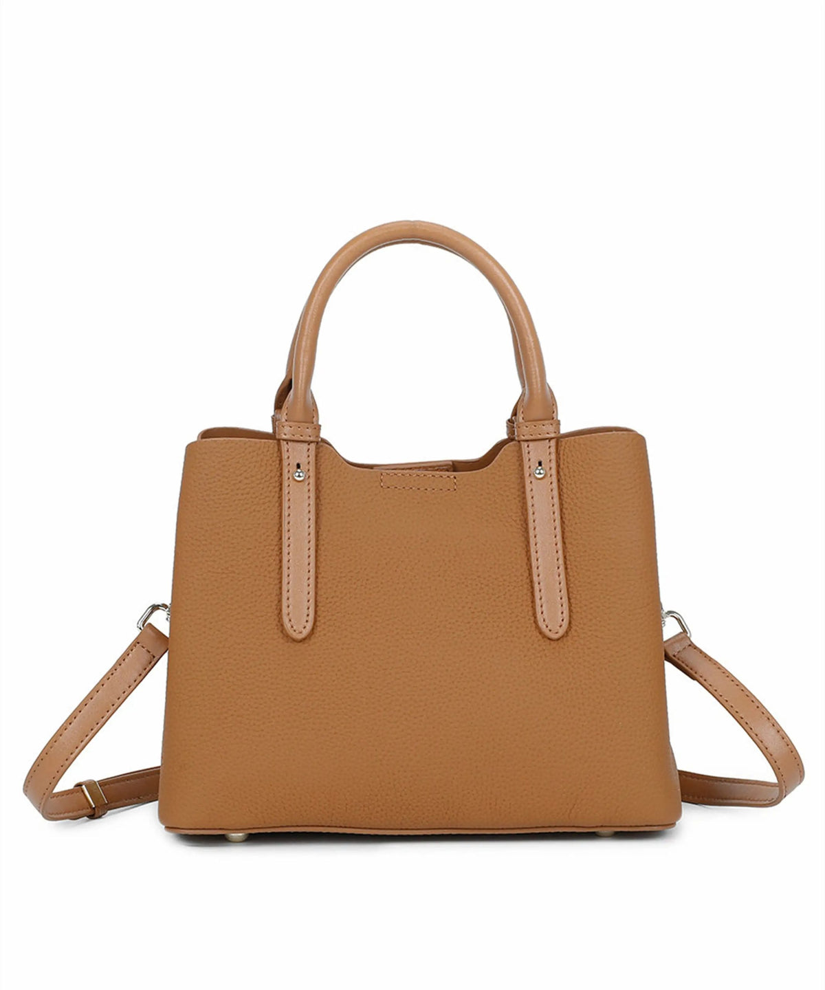 Top Designer Genuine Leather Tote Satchel Handbag - TAN image