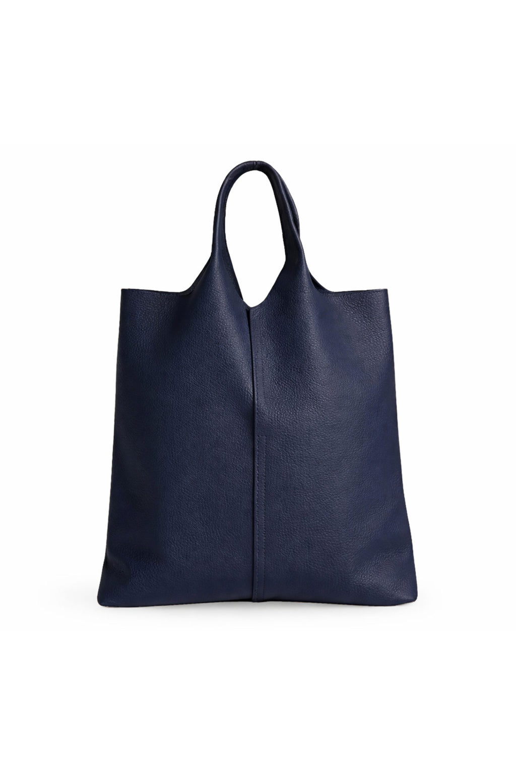 Italian Genuine Leather Minimalist Tote Shoulder Bag - Navy image