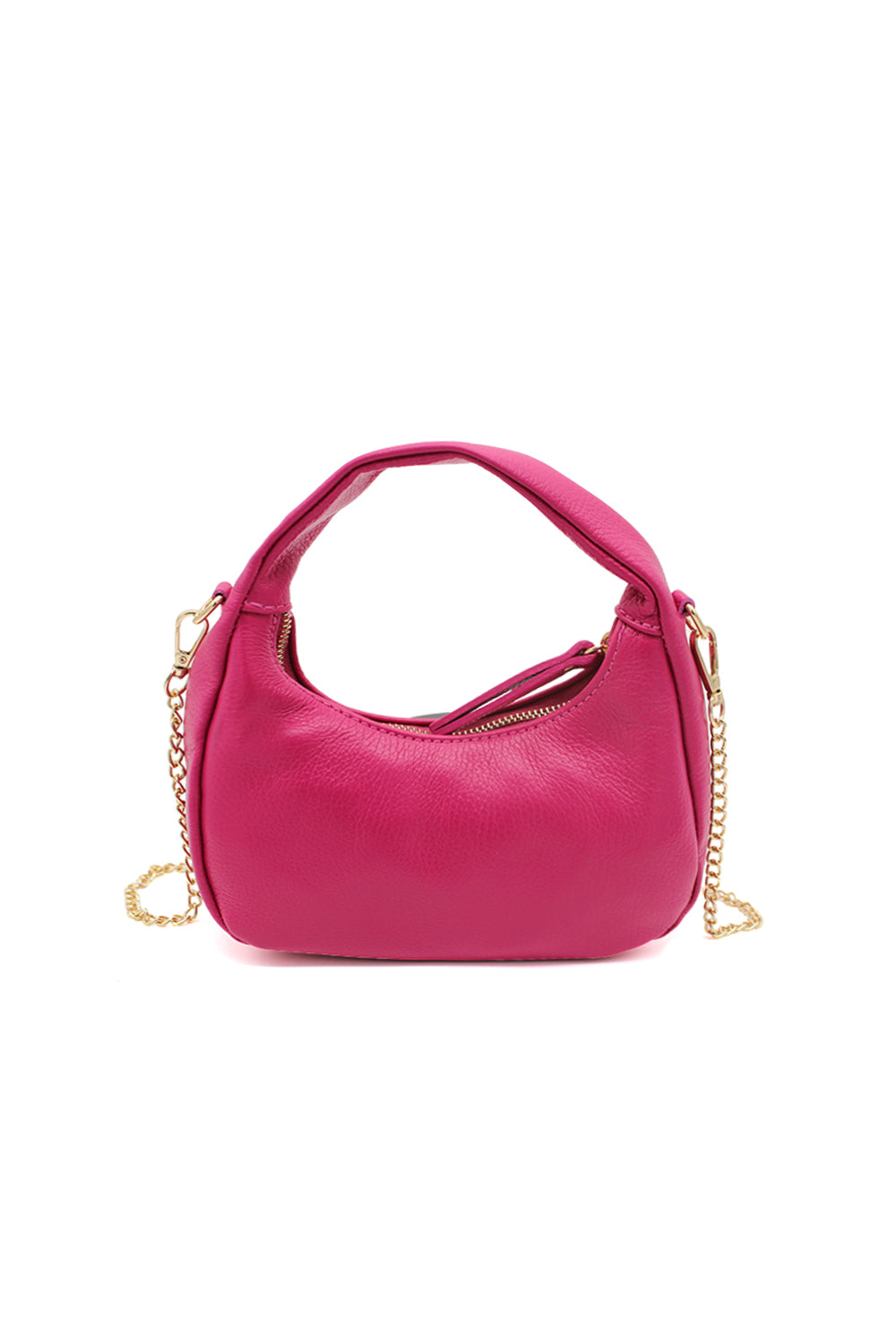 Chic Genuine Italian Leather Crossbody Bag with Elegant Chain Strap - Fuchsia image