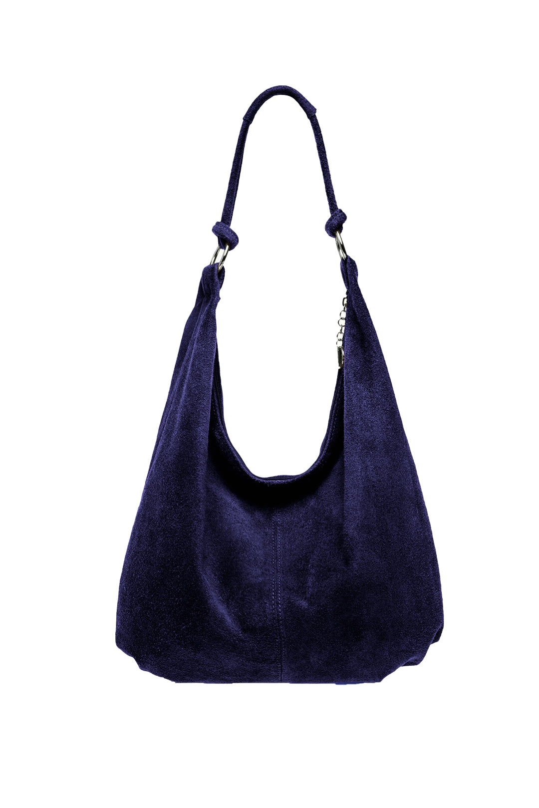 Large Slouch Italian Suede Leather Hobo Tote Bag - Navy image