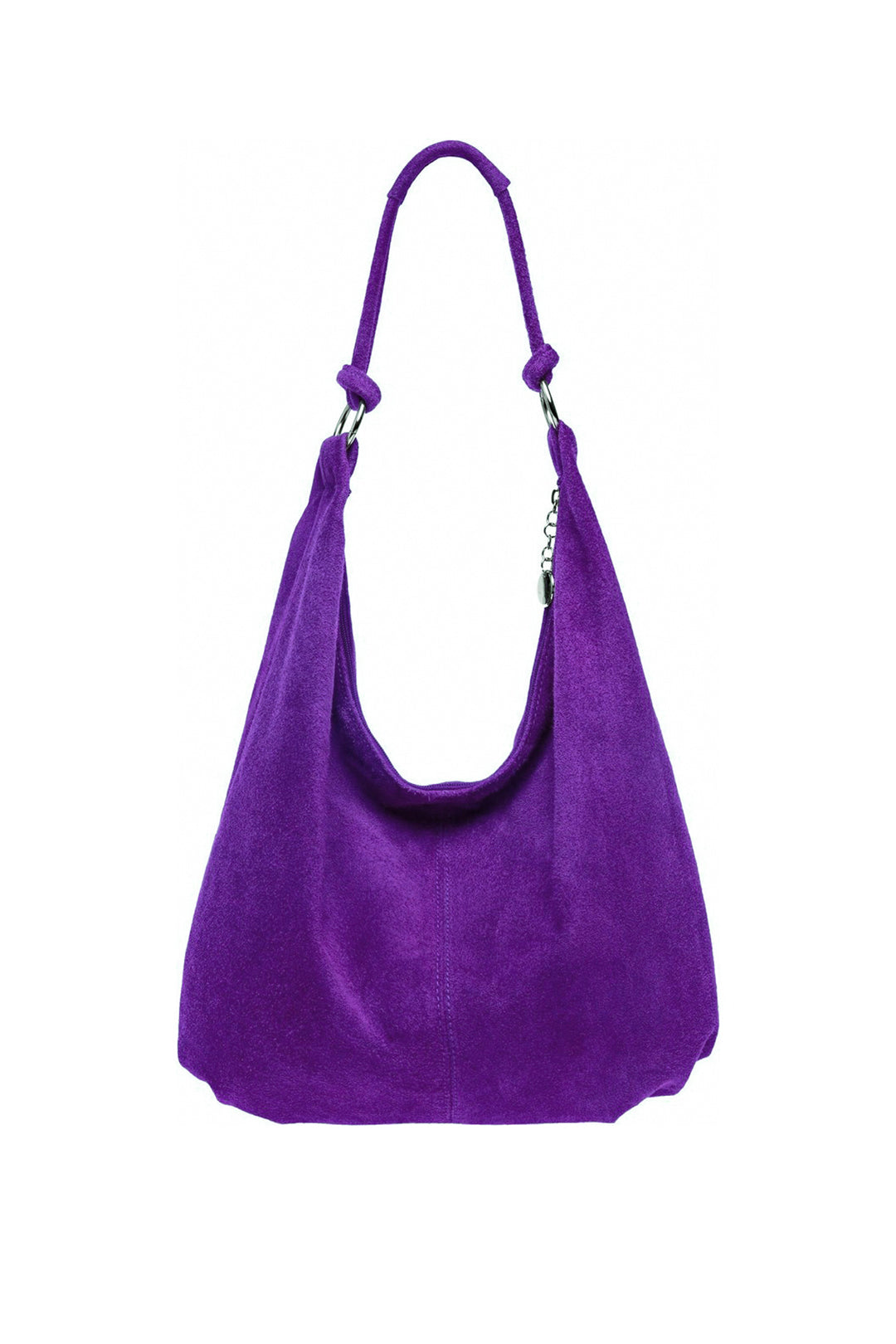 Large Slouch Italian Suede Leather Hobo Tote Bag - Purple image