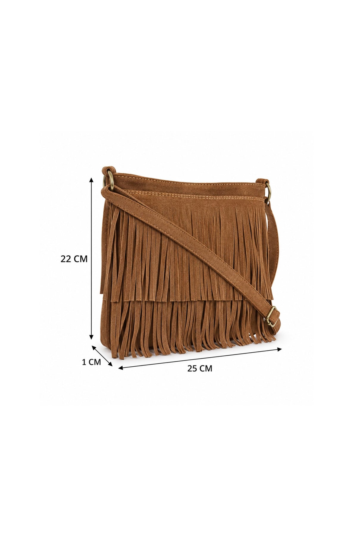 Genuine Italian Suede Fringe Crossbody Bag with Adjustable Strap image 1