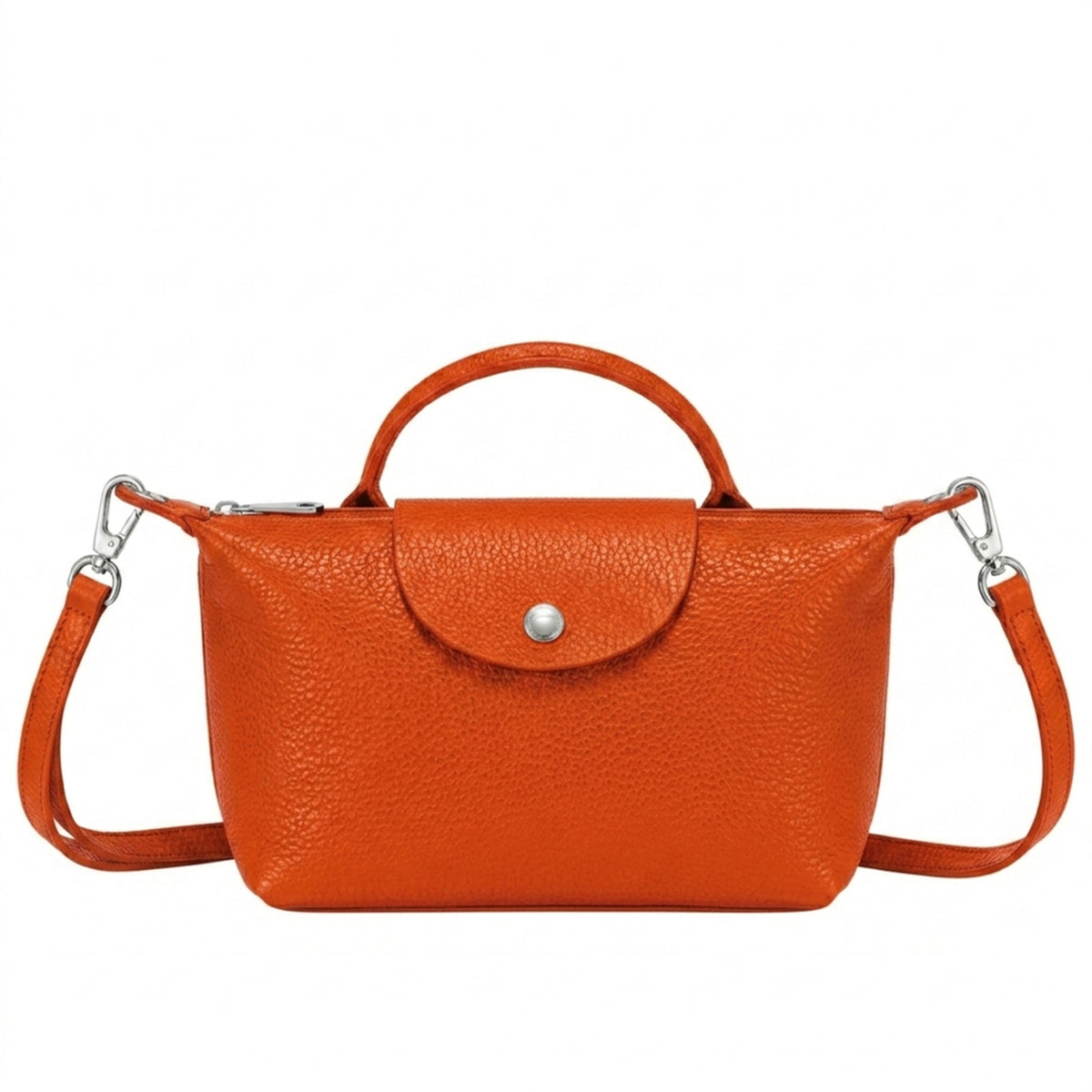 Italian Leather Top Handle Mini Crossbody Shoulder Handbag - ORANGE image