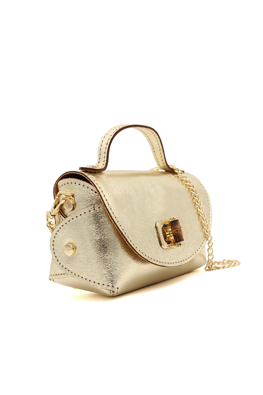 Genuine Italian Leather Crossbody Bag with Chain Strap and Twist Lock Closure image 20