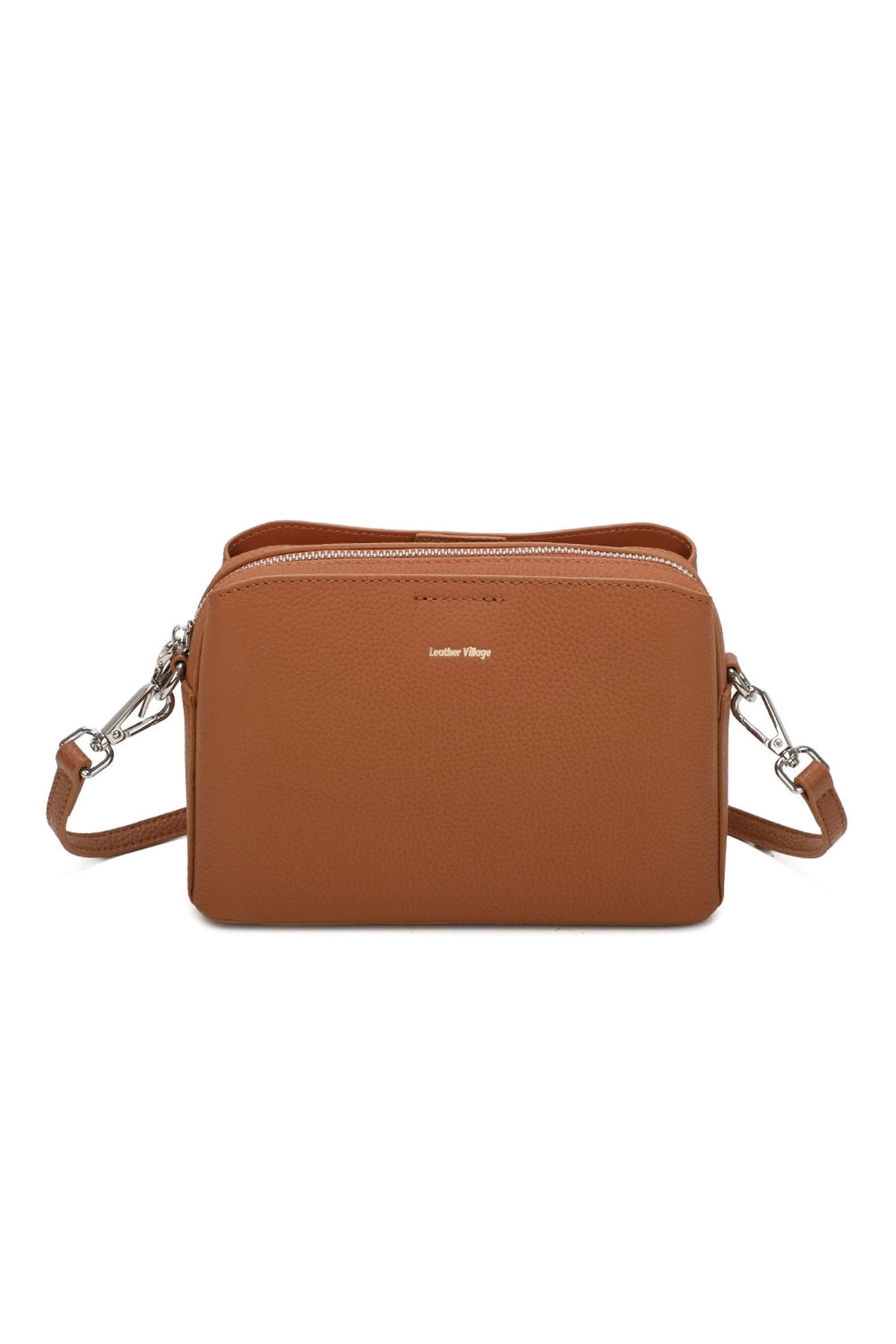 Real Leather Compact Crossbody Wide Strap Shoulder Bag image 1