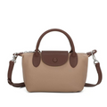 Top Handle Detachable Strap Genuine Leather Shoulder Bag - ALMOND image