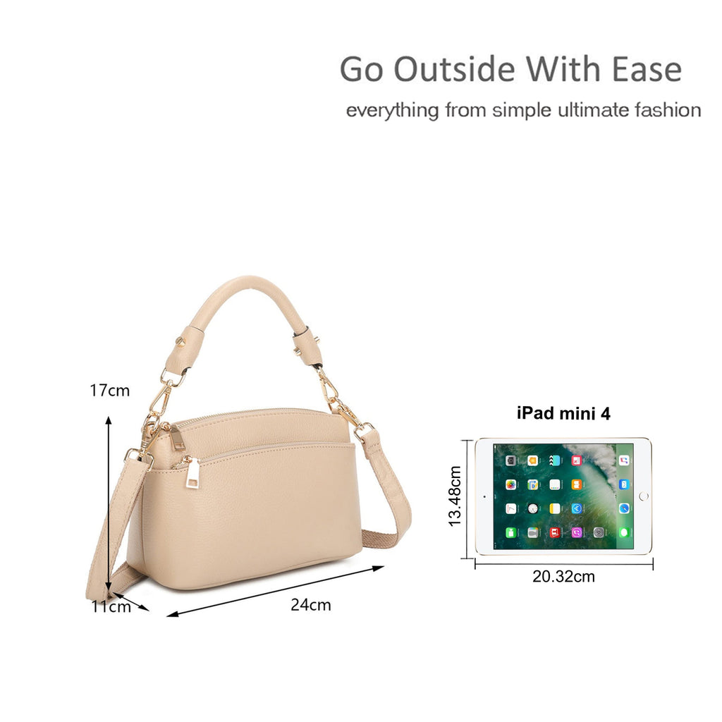 Elegant Gold Accents Genuine Leather Shoulder Bag image 1