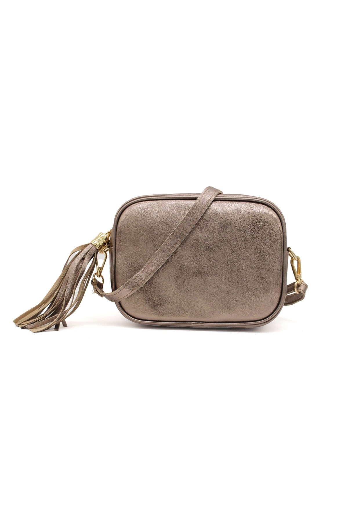 Italian Genuine Leather Crossbody Bag with Tassel Zipper image 8