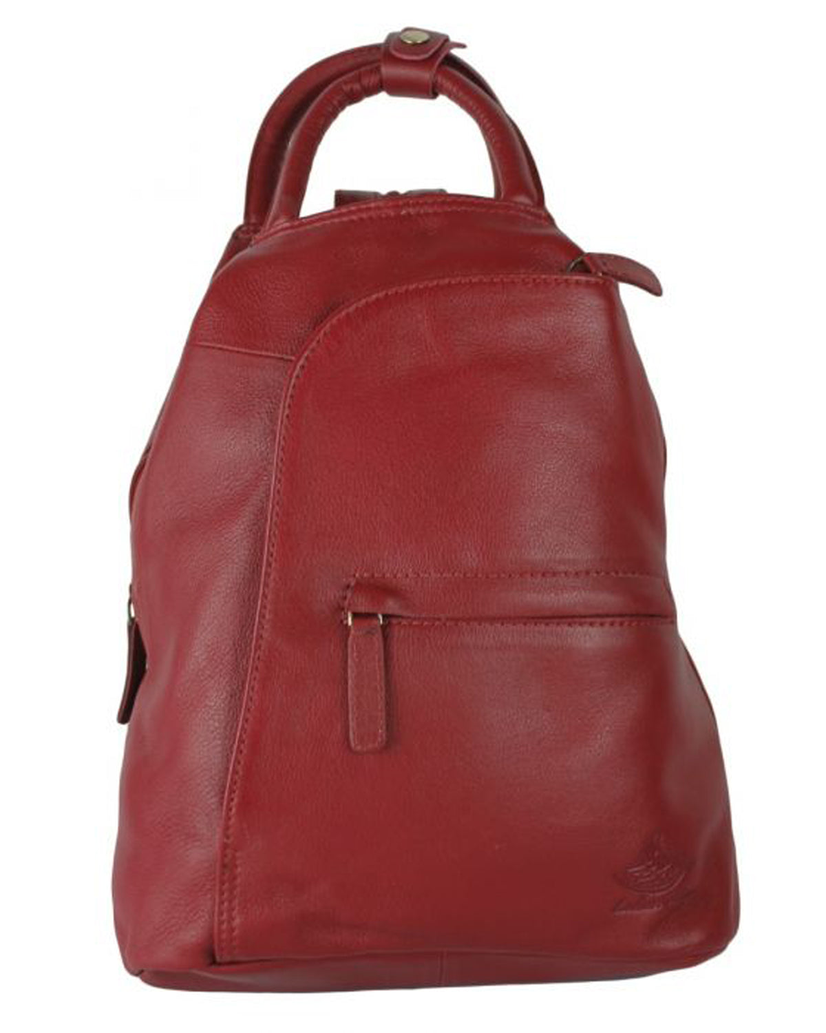 Sleek Minimal Design Genuine Leather Backpack - WINE image