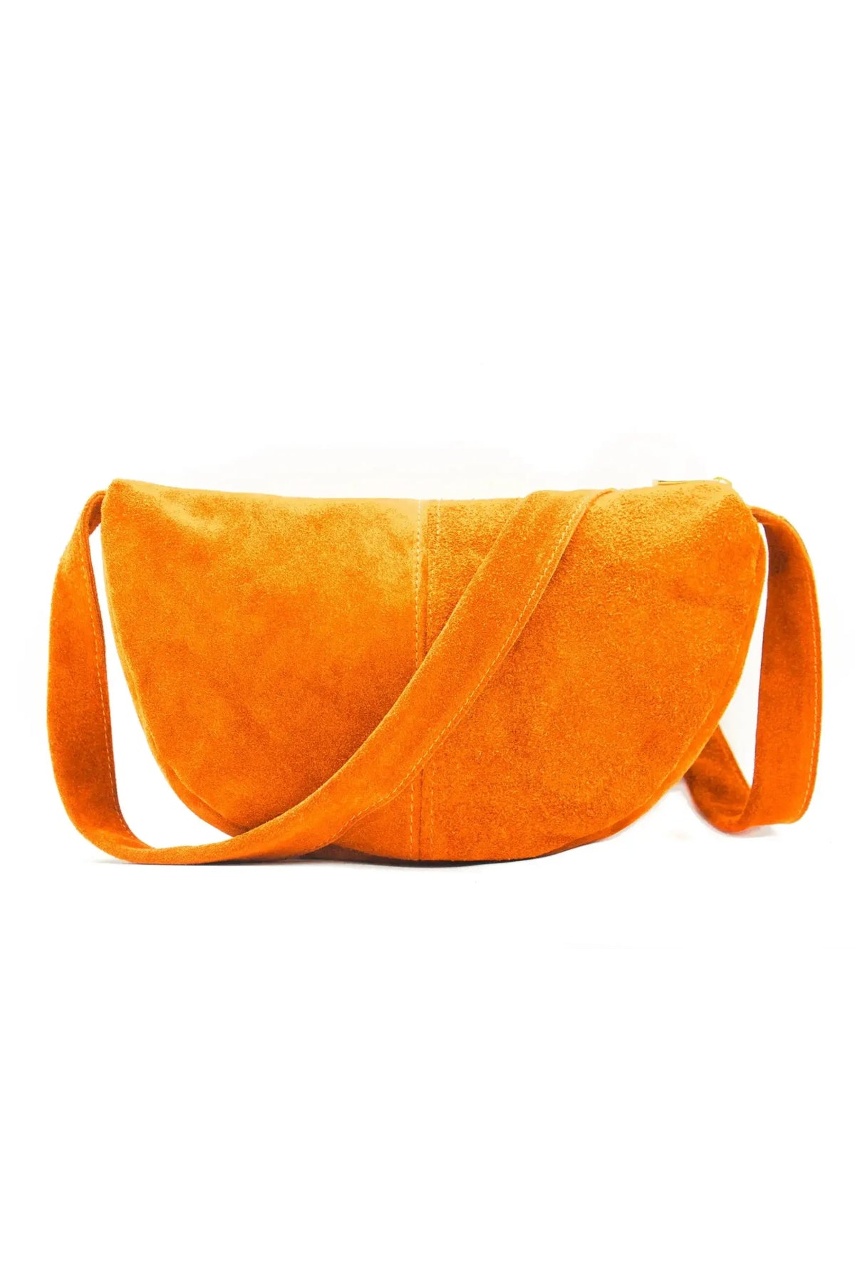 Italian Fashion Suede Leather Shopper Tote Shoulder Bag - ORANGE image