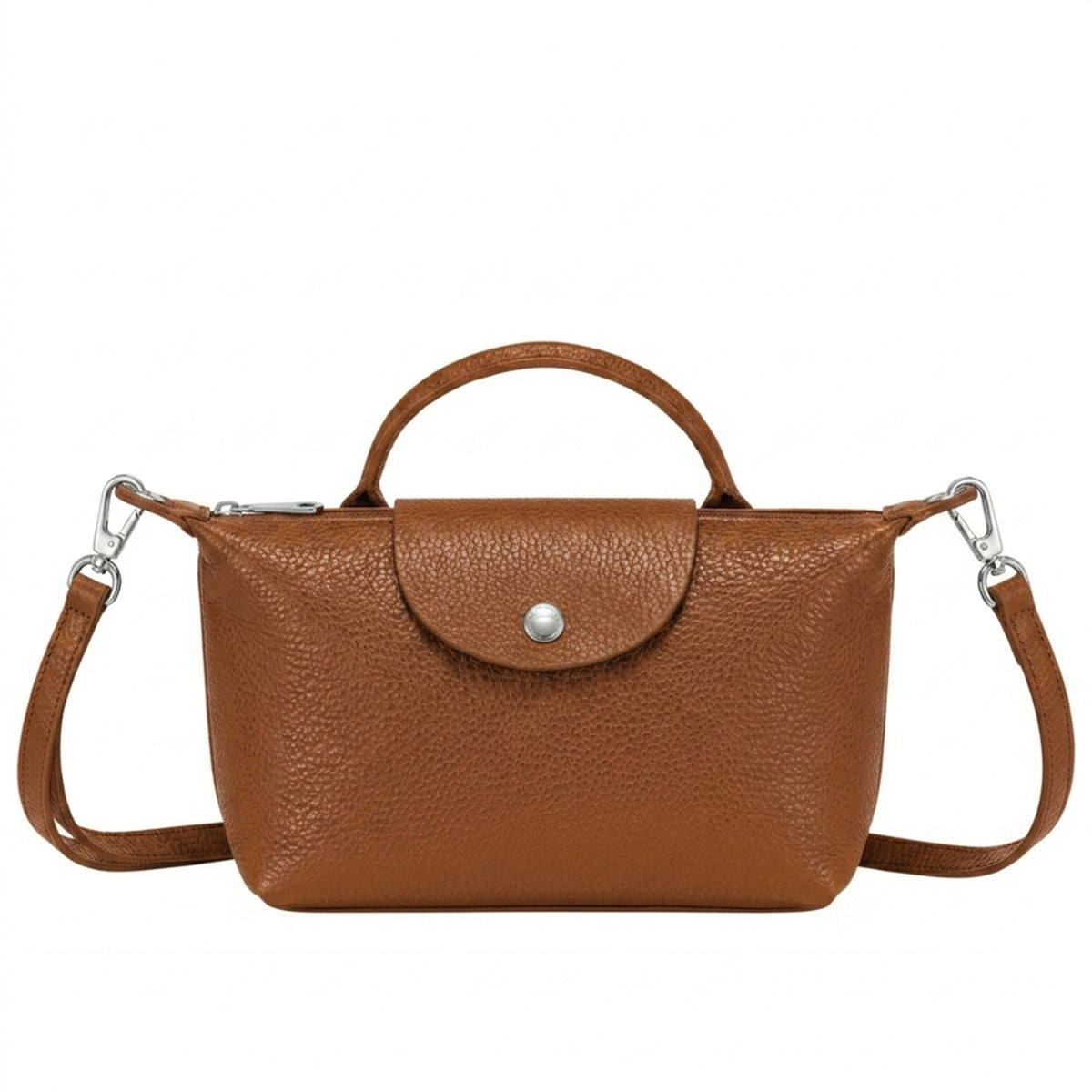 Italian Leather Top Handle Mini Crossbody Shoulder Handbag - BROWN image