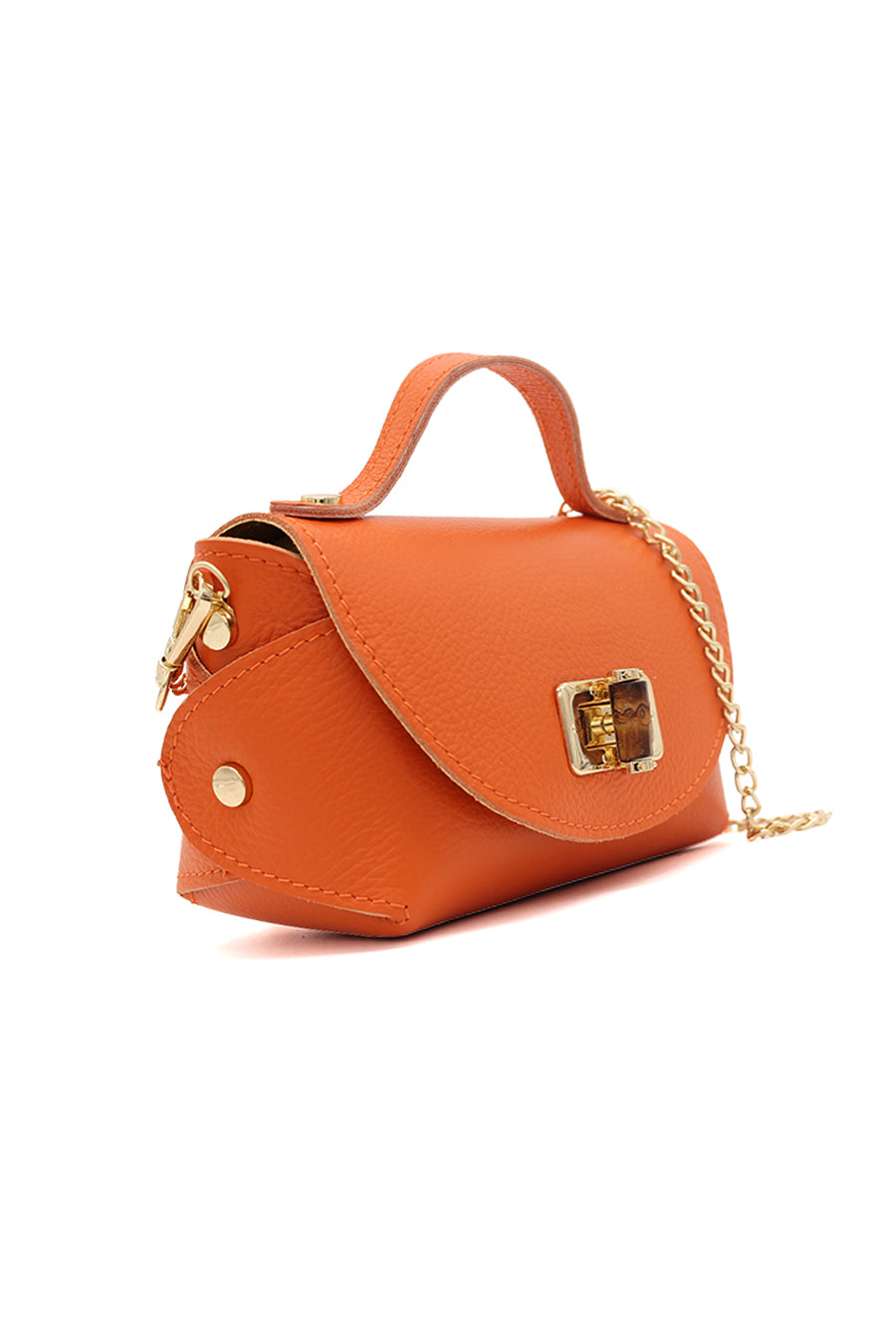 Genuine Italian Leather Crossbody Bag with Chain Strap and Twist Lock Closure image 16