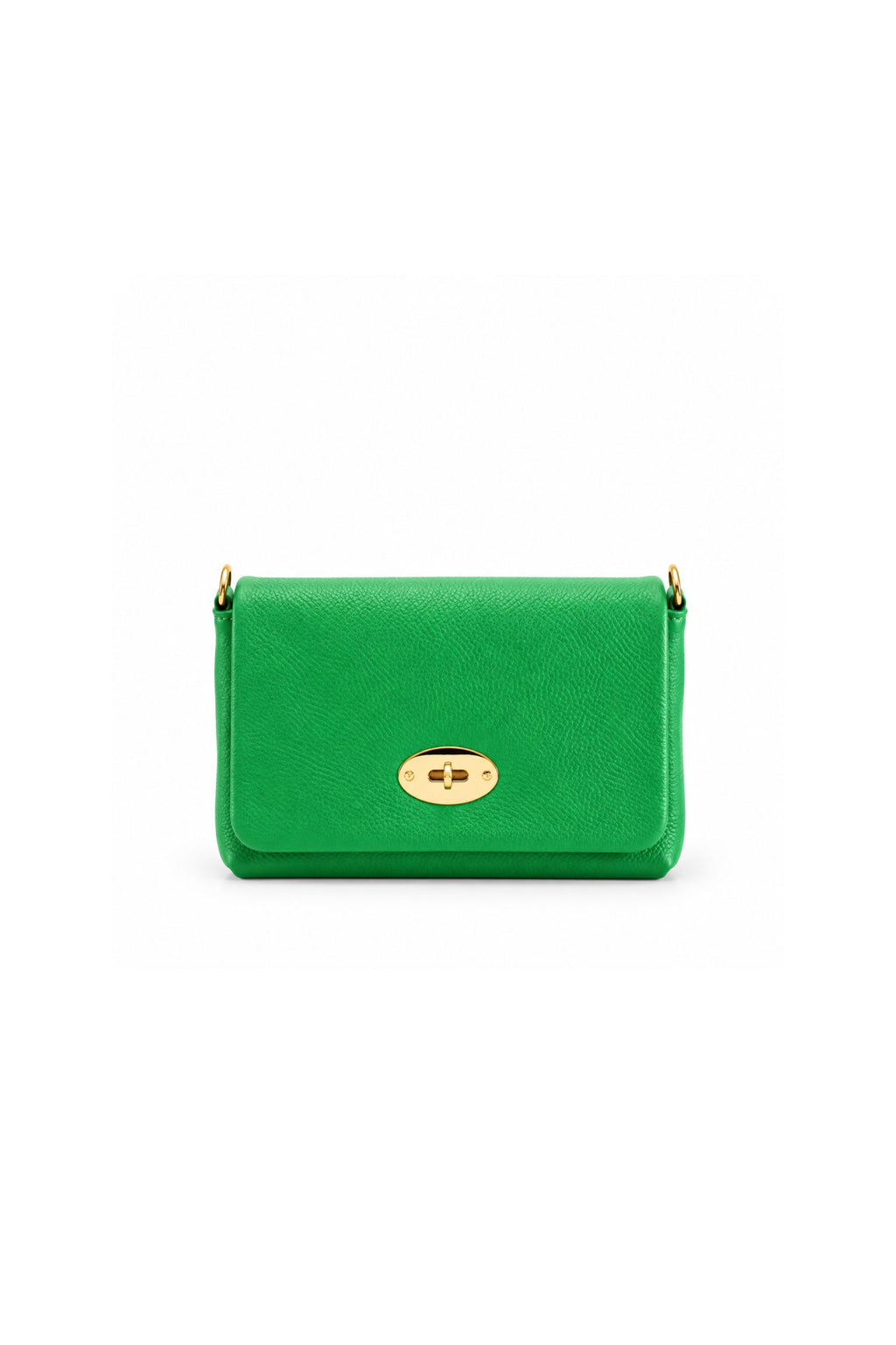 Genuine Italian Leather Flap Crossbody Bag with Turn Lock - Green image