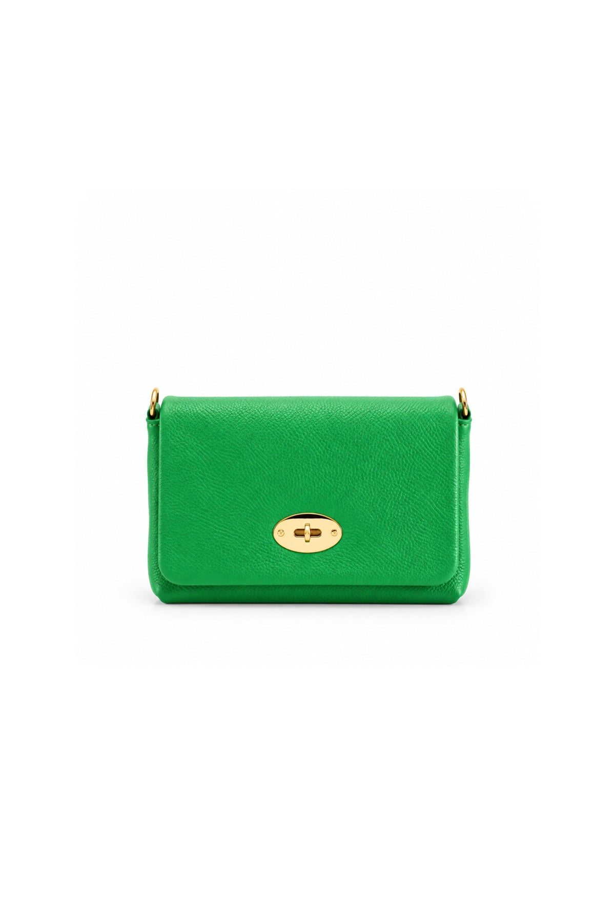 Genuine Italian Leather Flap Crossbody Bag with Turn Lock - Green image