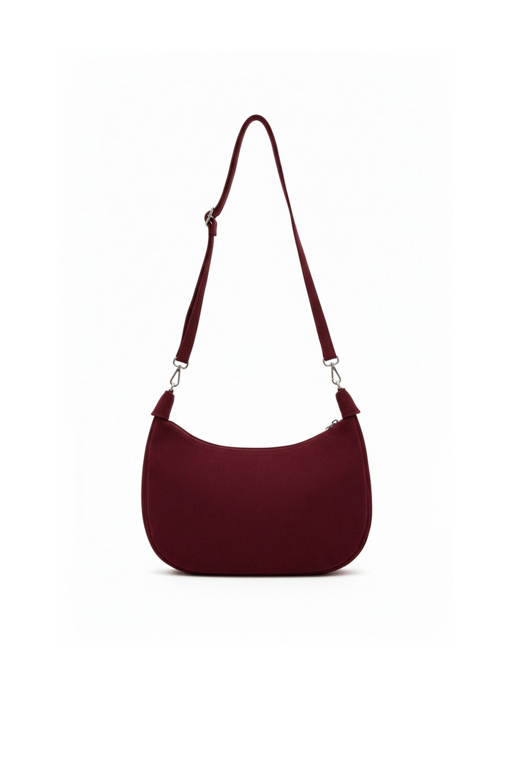 Genuine Italian Suede Hobo Shoulder Bag with Adjustable Stra - Burgundy image
