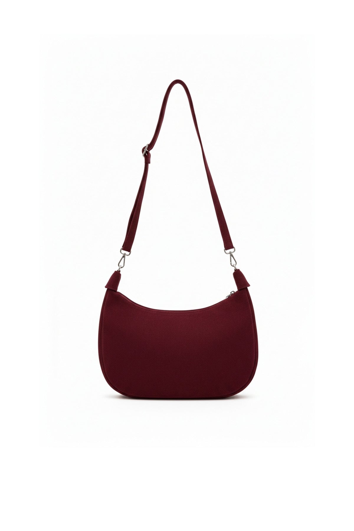 Genuine Italian Suede Hobo Shoulder Bag with Adjustable Stra - Burgundy image