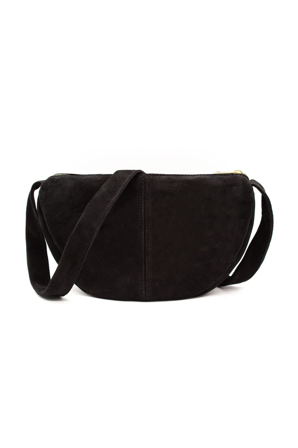 Italian Fashion Suede Leather Shopper Tote Shoulder Bag - BLACK image