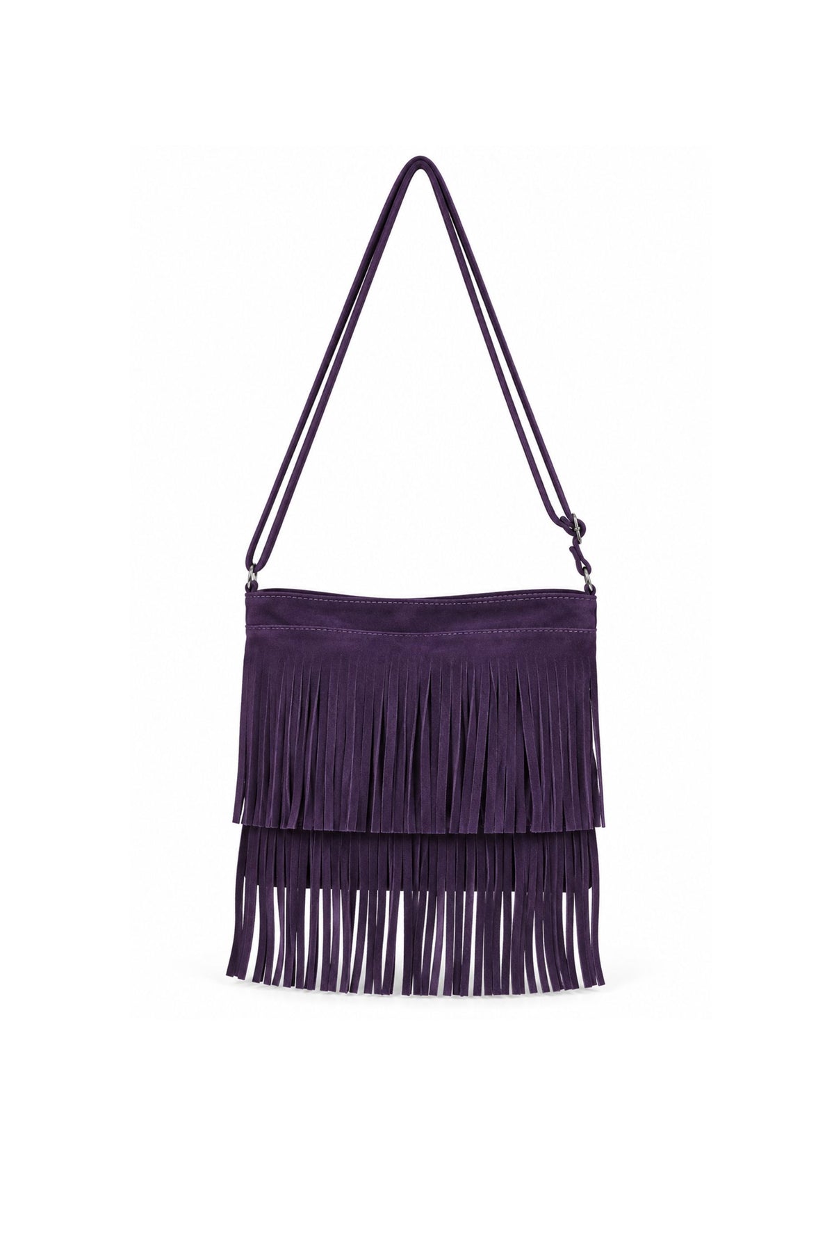 Genuine Italian Suede Fringe Crossbody Bag with Adjustable Strap image 9