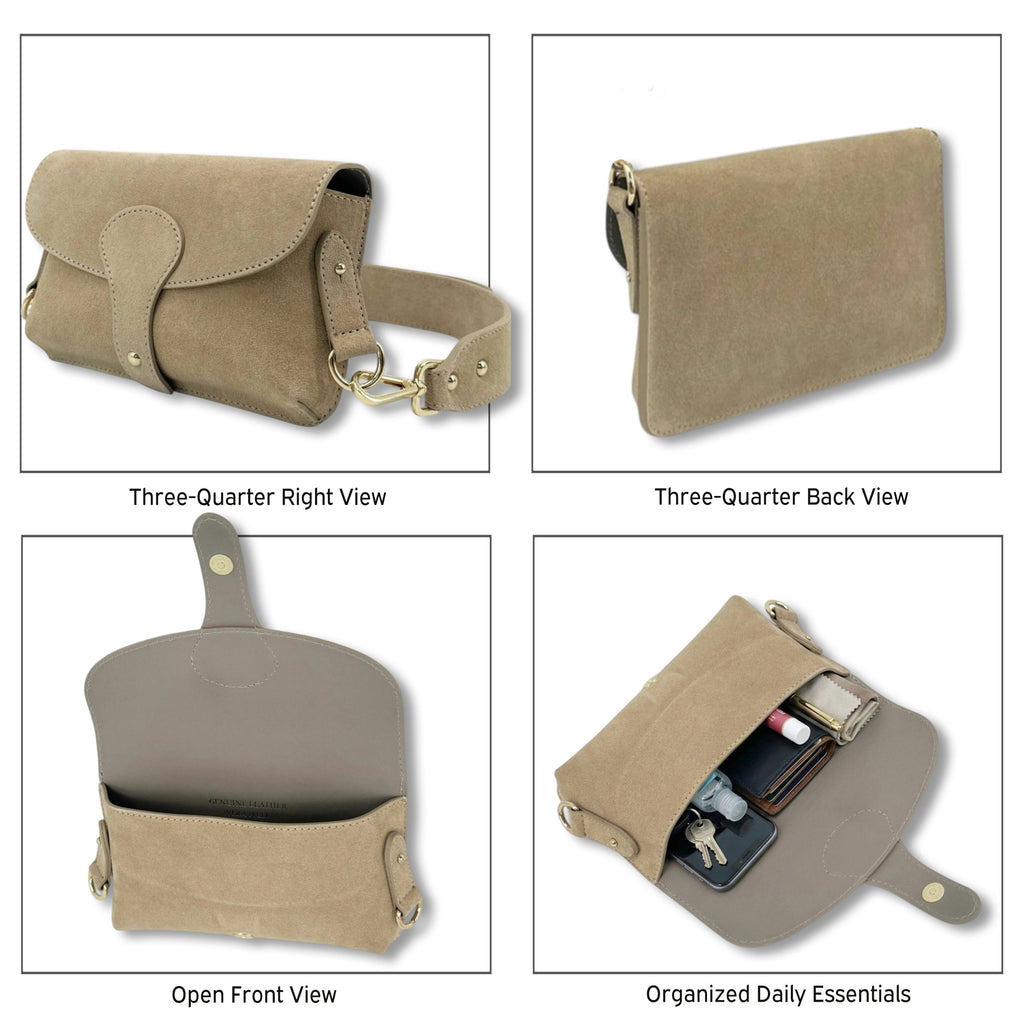 Suede Leather Magnetic Flap Small Crossbody Shoulder Bag image 2