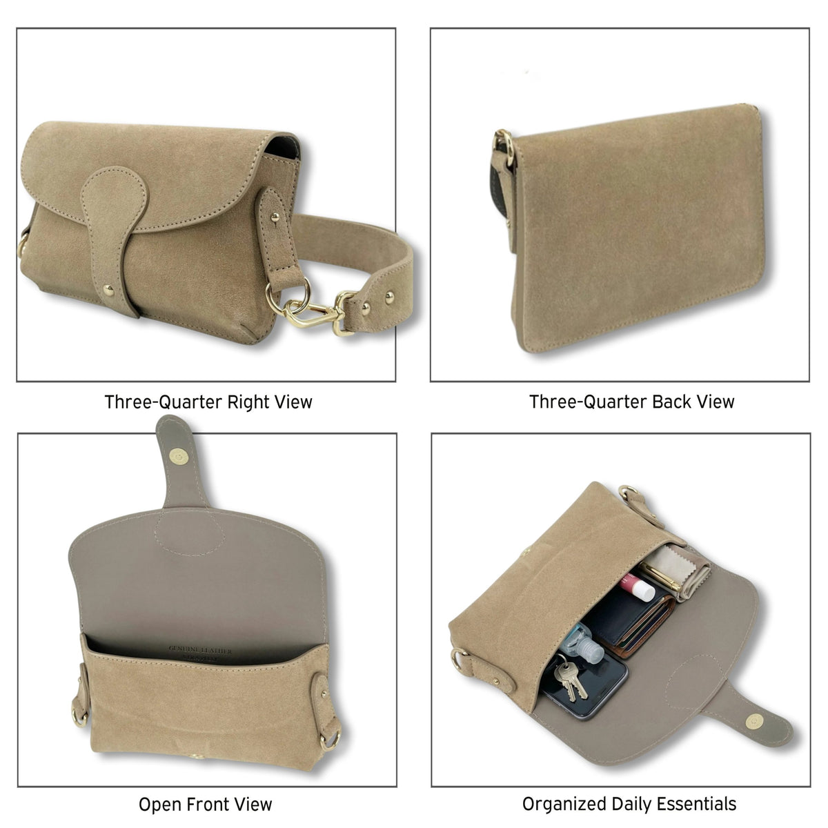 Suede Leather Magnetic Flap Small Crossbody Shoulder Bag image 2