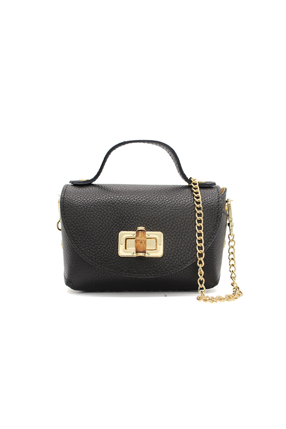 Genuine Italian Leather Crossbody Bag with Chain Strap and Twist Lock Closure image 5