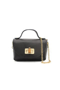 Genuine Italian Leather Crossbody Bag with Chain Strap and Twist Lock Closure image 5