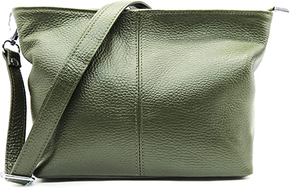 Small Genuine Practical Italian Leather Shoulder Messenger Handbag - Dark Green image