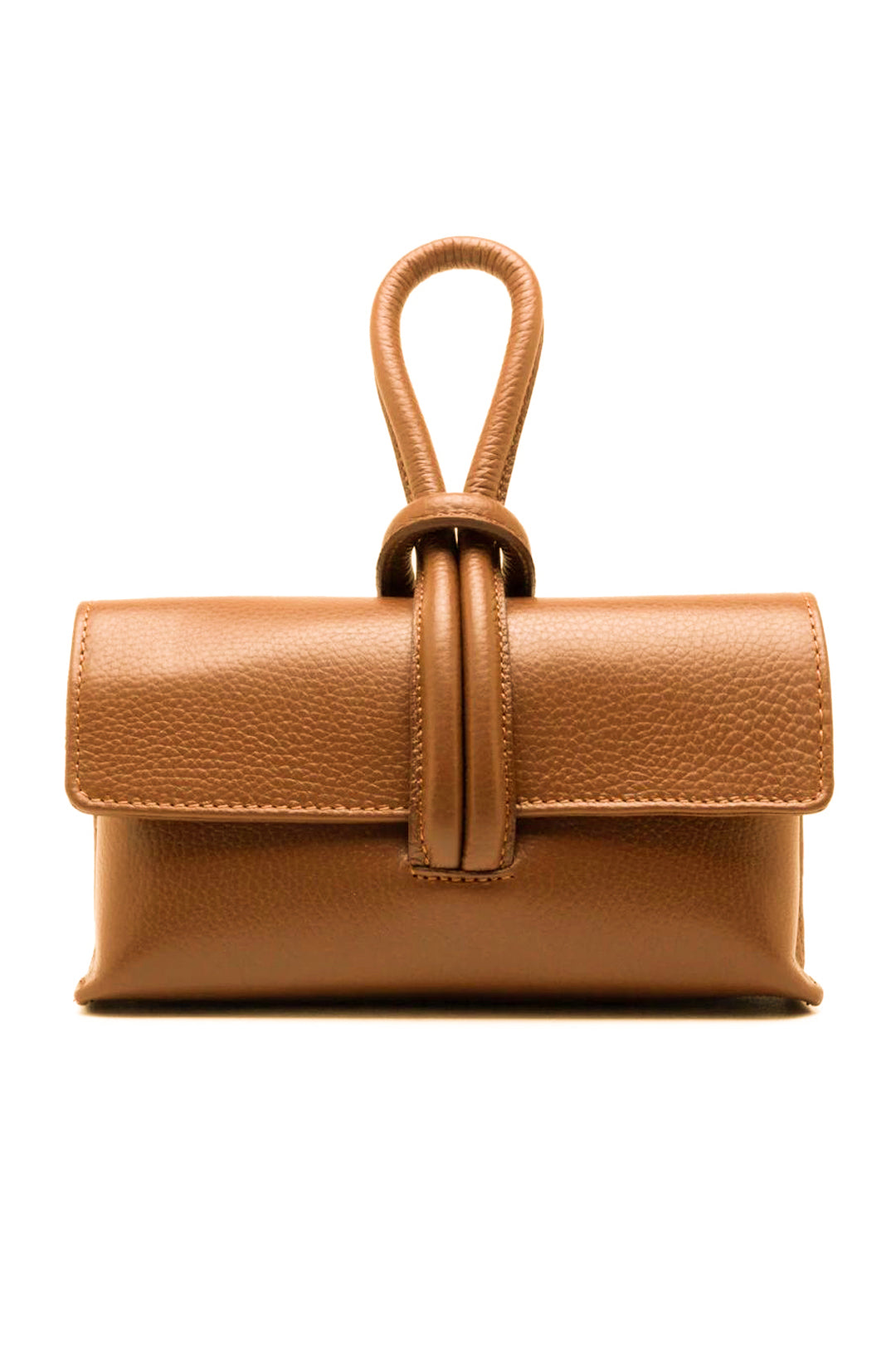 Genuine Italian Leather Small Clutch Crossbody Bag - Brown image