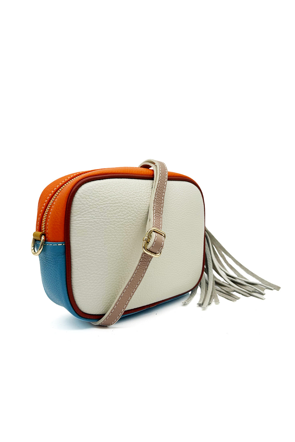 Italian Leather Colorblock Crossbody Camera Bag with Tassel image 8