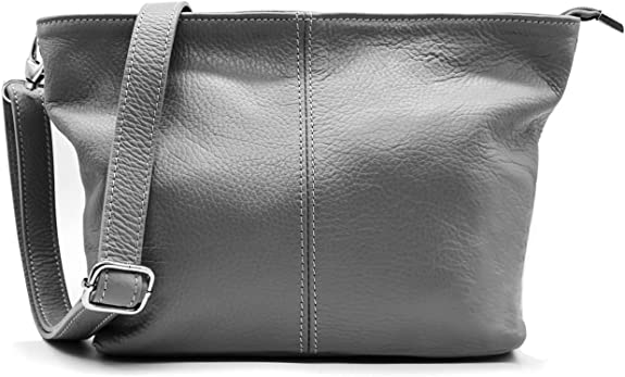 Small Genuine Practical Italian Leather Shoulder Messenger Handbag - Dark Grey image