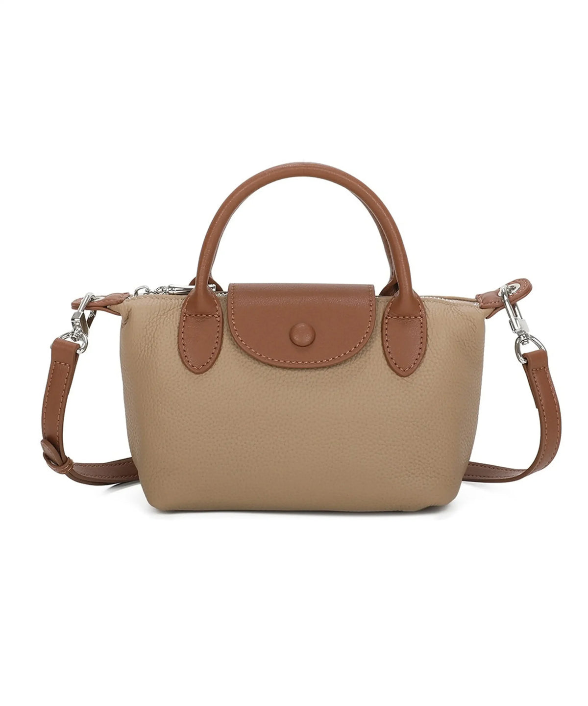 Dual-Tone Design Compact Genuine Leather Handbag image 0