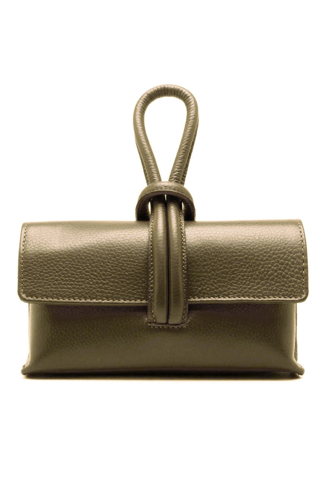 Genuine Italian Leather Small Clutch Crossbody Bag - Taupe image