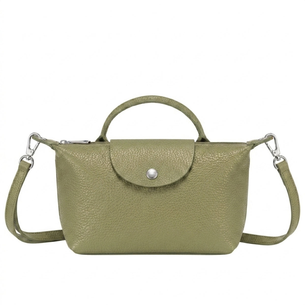Italian Leather Top Handle Mini Crossbody Shoulder Handbag - SAGE GREEN image