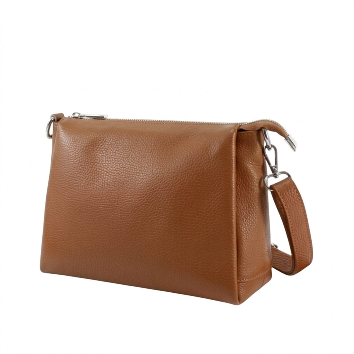 Genuine Leather Multi-Compartment Small Shoulder Handbag - BROWN image