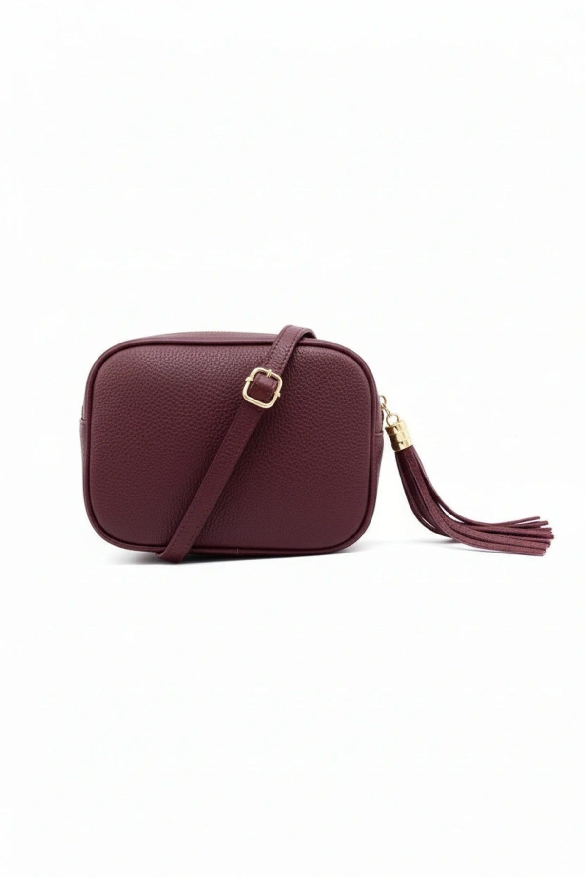 Italian Genuine Leather Crossbody Bag with Tassel Zipper image 0