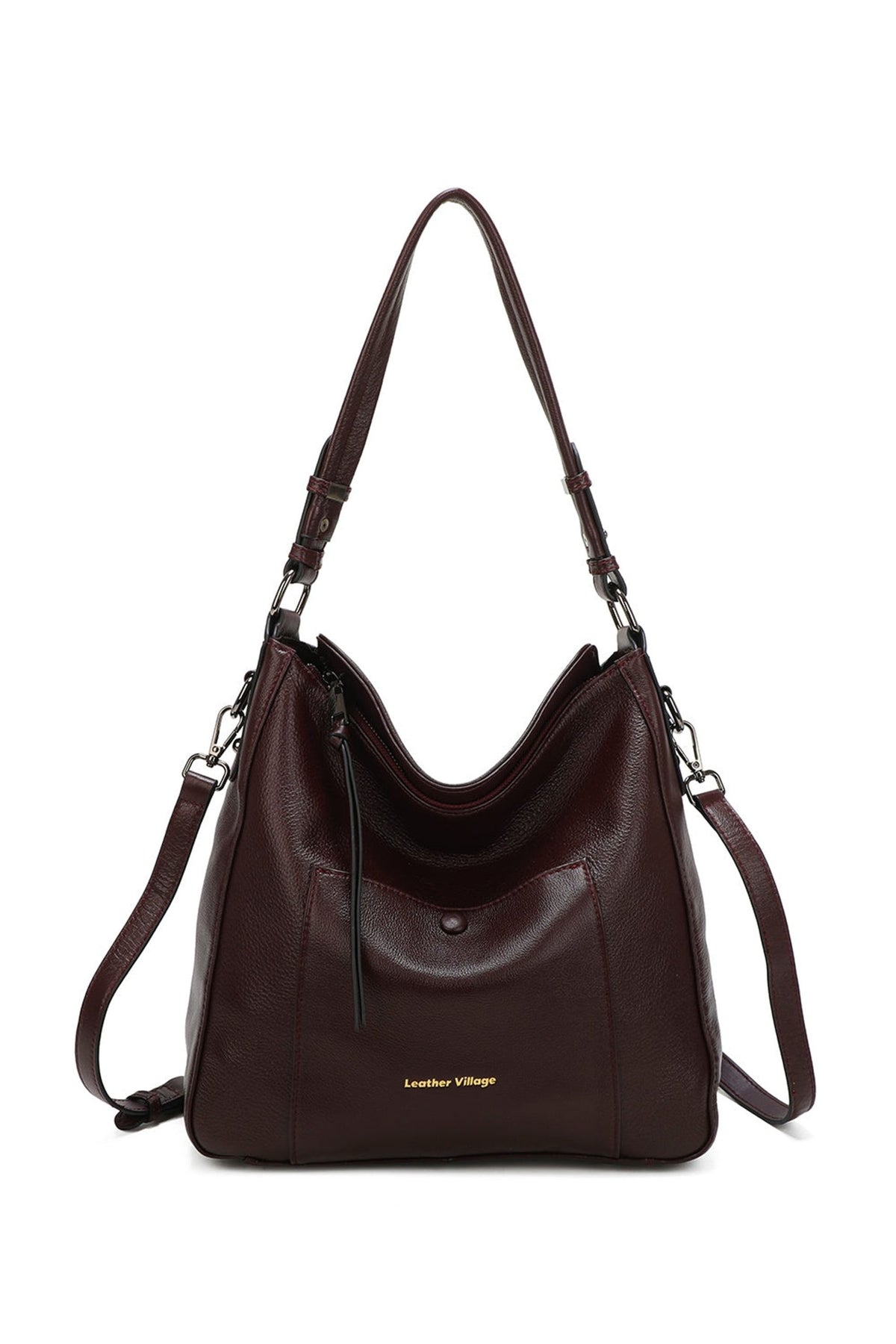 Genuine Leather Large Tote Shoulder Bag Front Pocket image 0