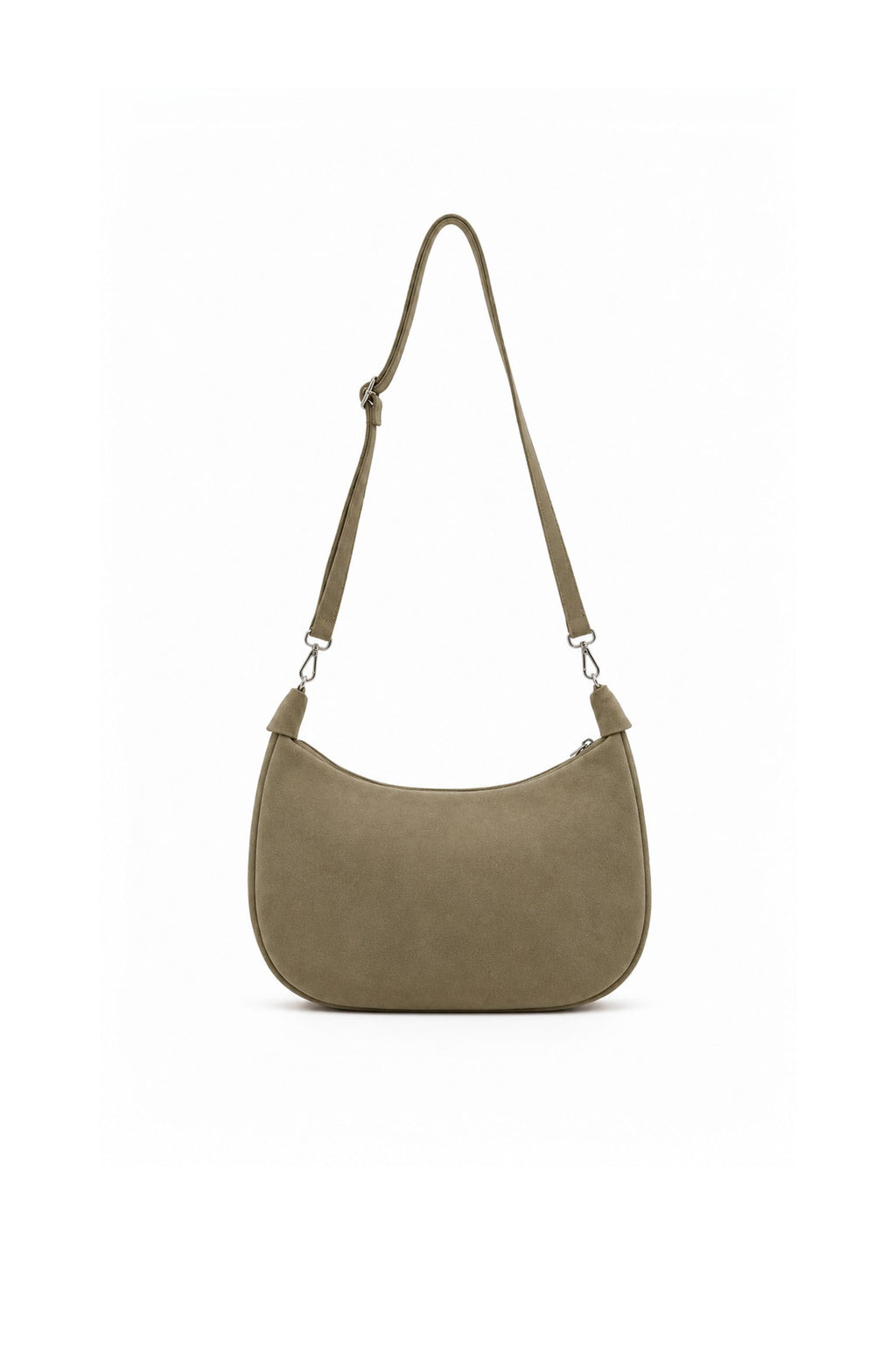 Genuine Italian Suede Hobo Shoulder Bag with Adjustable Stra - Beige image