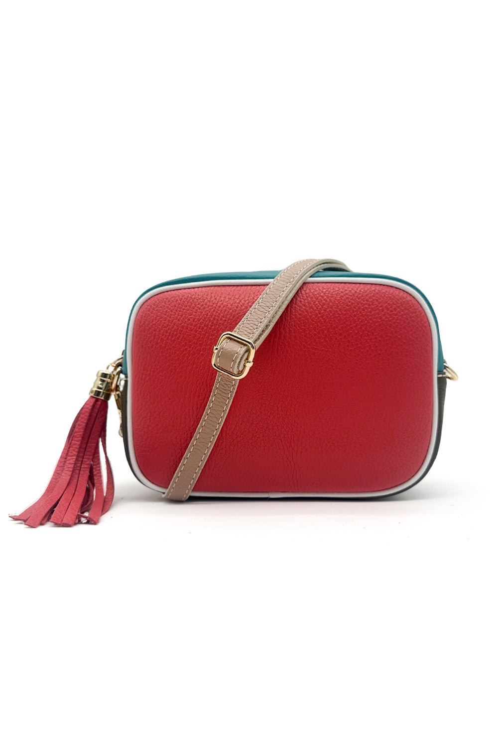 Italian Leather Colorblock Crossbody Camera Bag with Tassel image 0