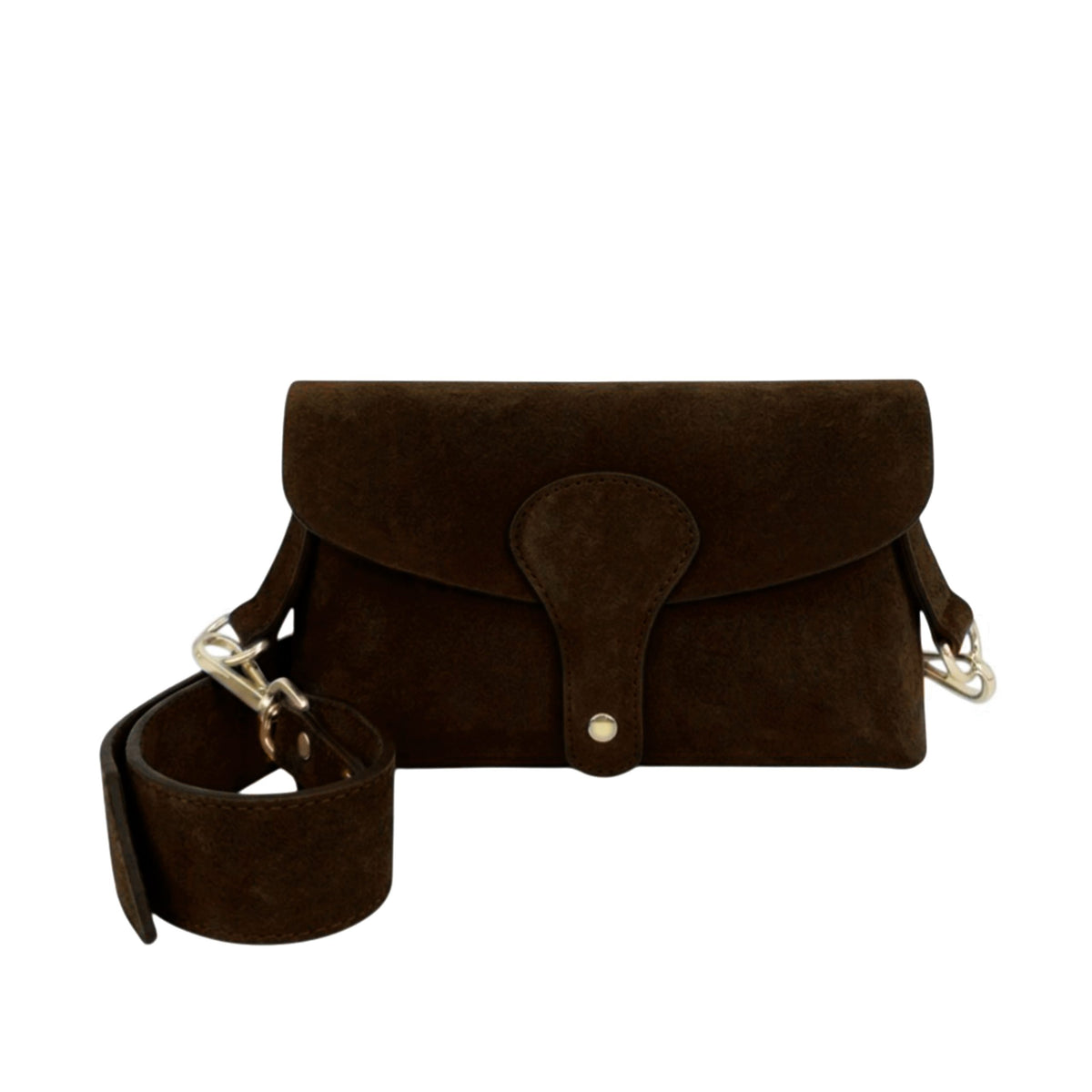 Suede Leather Magnetic Flap Small Crossbody Shoulder Bag - COFFEE image