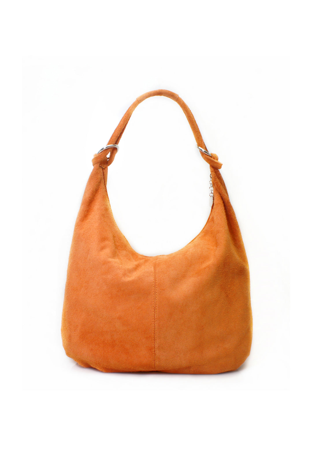 Large Slouch Italian Suede Leather Hobo Tote Bag - Orange image