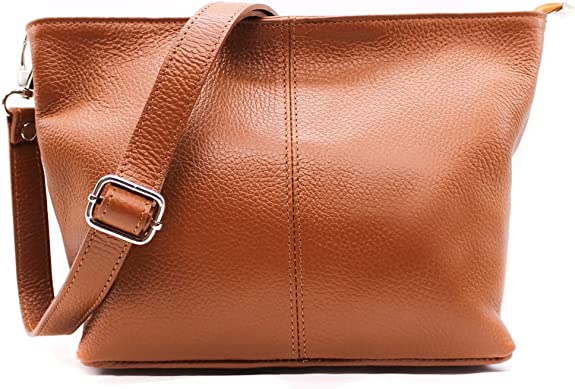 Small Genuine Practical Italian Leather Shoulder Messenger Handbag - Brown image