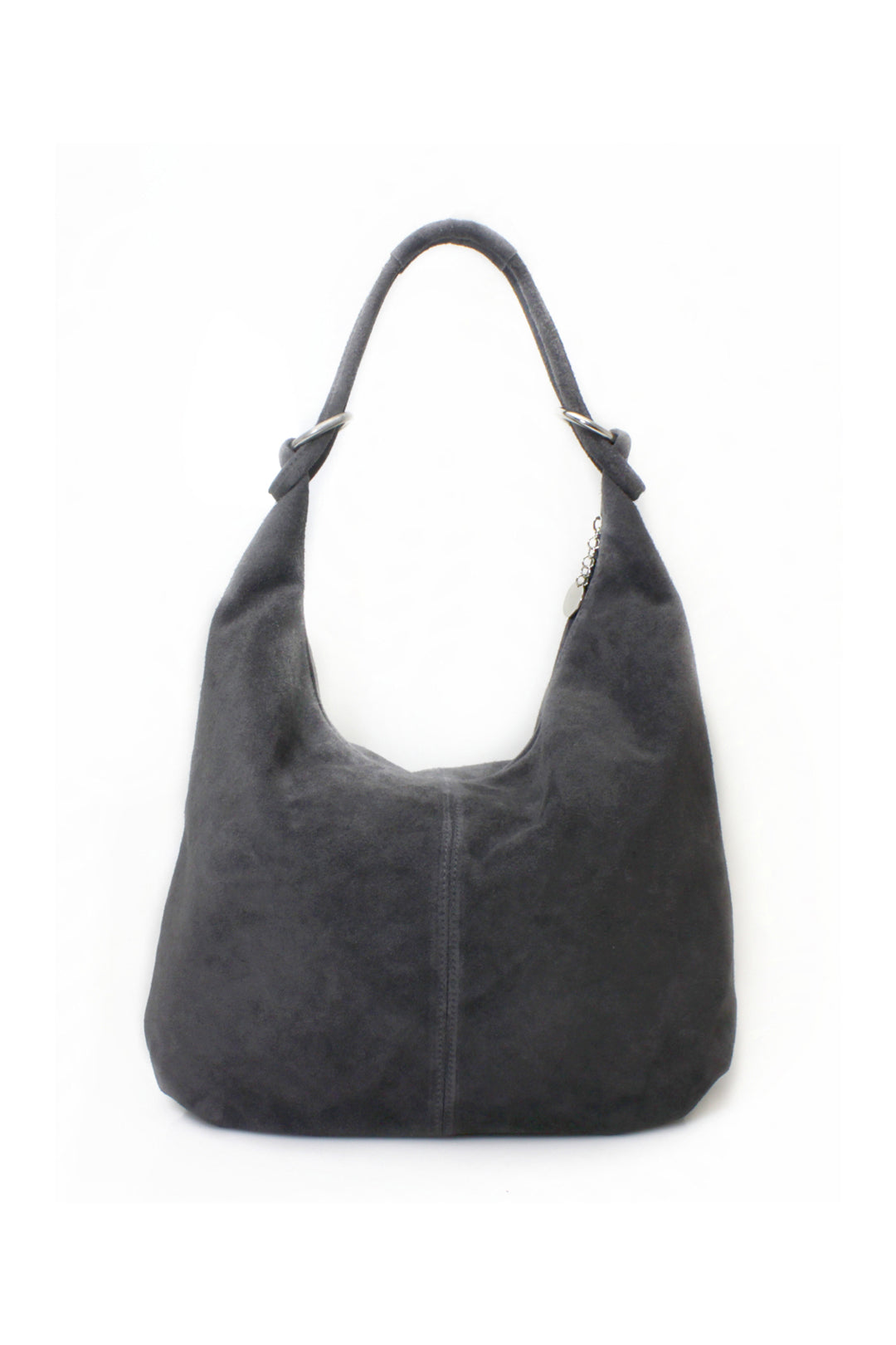 Large Slouch Italian Suede Leather Hobo Tote Bag - Dark Grey image