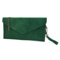 Genuine Italian Suede Envelope Style Cluth Bag Purse Flat Messenger Handbag - ARMY GREEN image