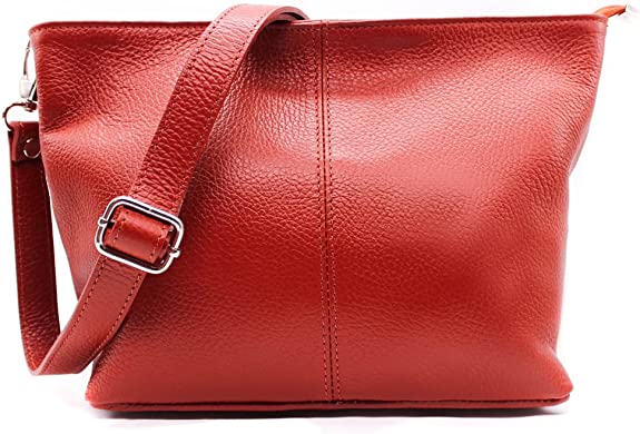 Small Genuine Practical Italian Leather Shoulder Messenger Handbag - Red image