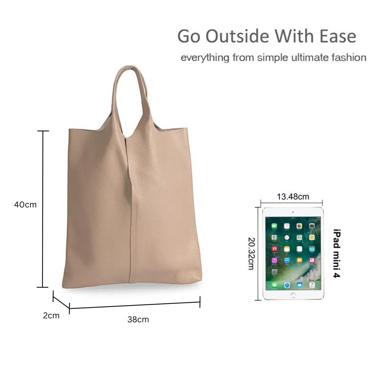 Italian Genuine Leather Minimalist Tote Shoulder Bag image 1