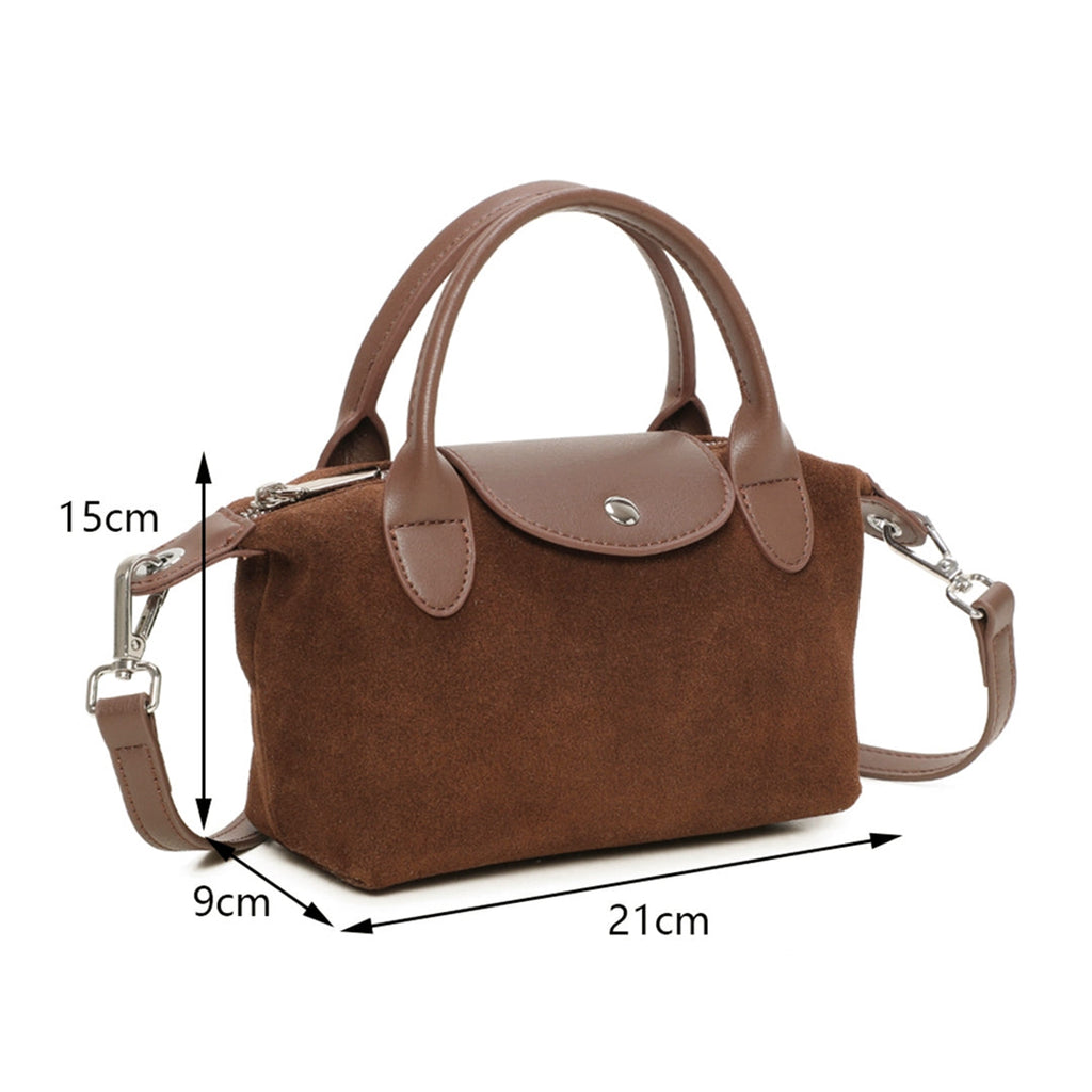 Genuine Suede Leather Classic Top Handle Crossbody Bag image 1