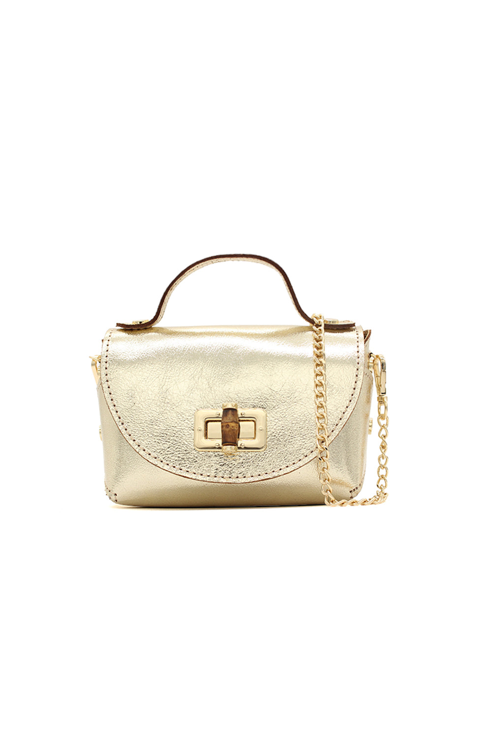 Genuine Italian Leather Crossbody Bag with Chain Strap and Twist Lock Closure image 19
