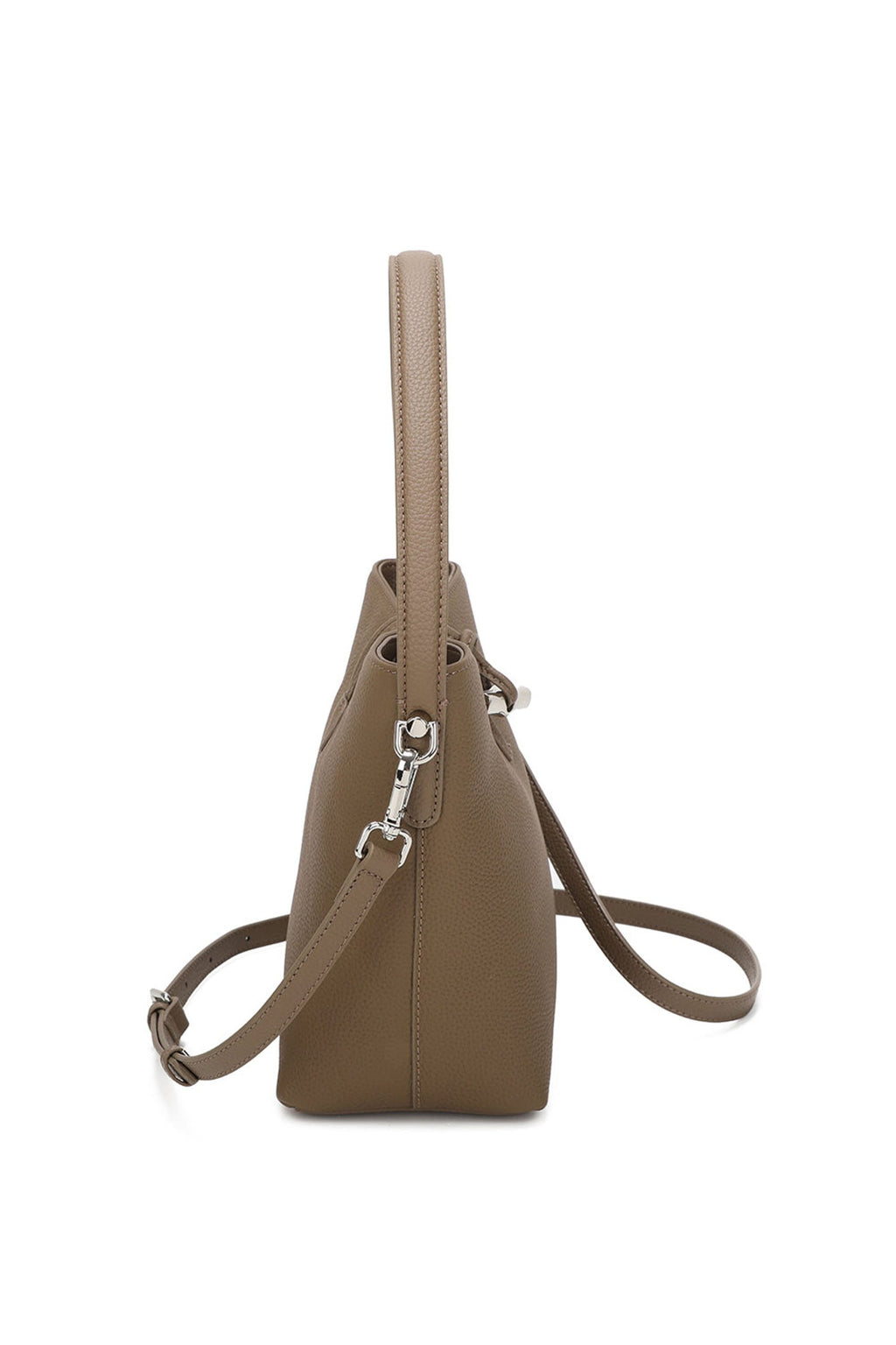 Real Leather Bucket Shoulder Handbag with Toggle Closure image 2