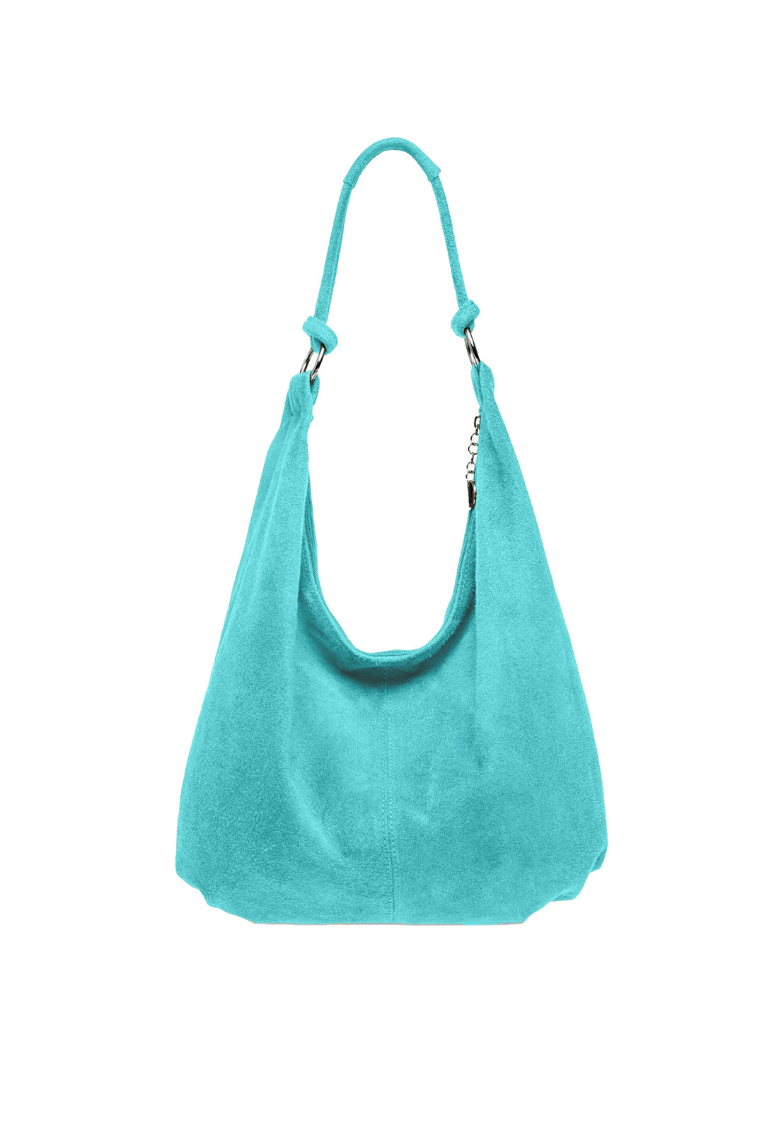 Large Slouch Italian Suede Leather Hobo Tote Bag - Turquoise image