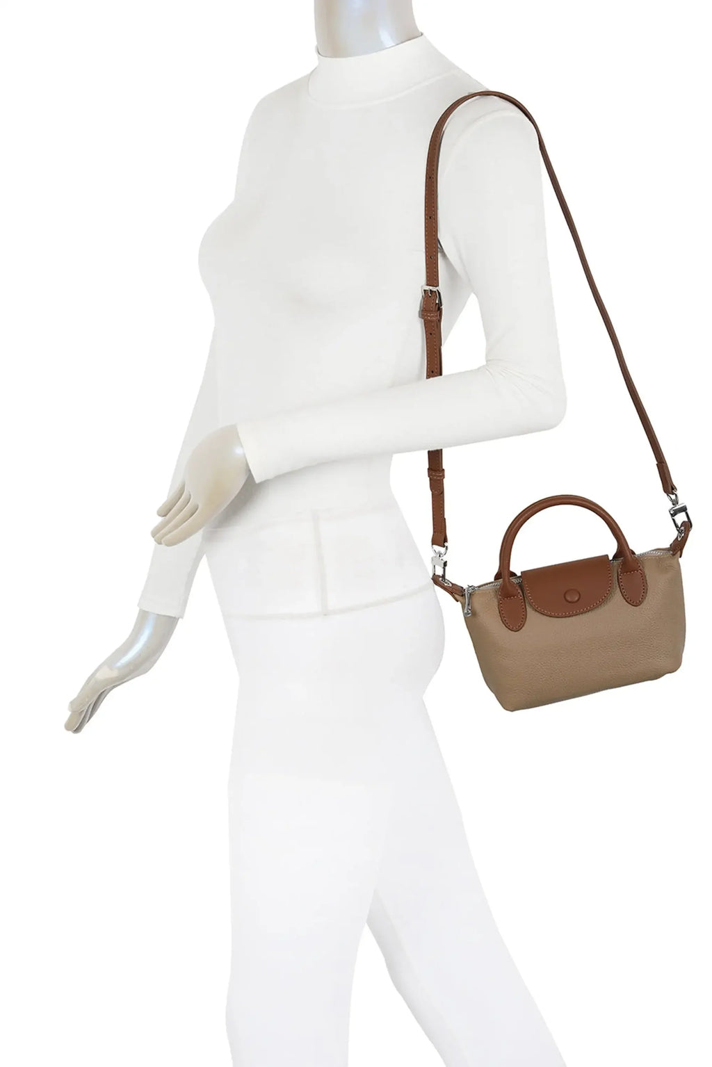 Dual-Tone Design Compact Genuine Leather Handbag image 5